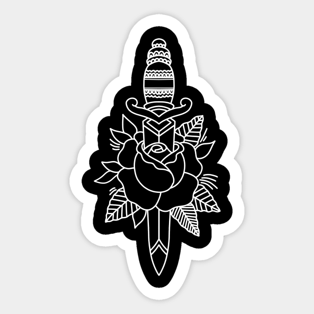 HomeSchoolTattoo Dagger and Rose (WHITE) Sticker by HomeSchoolTattoo